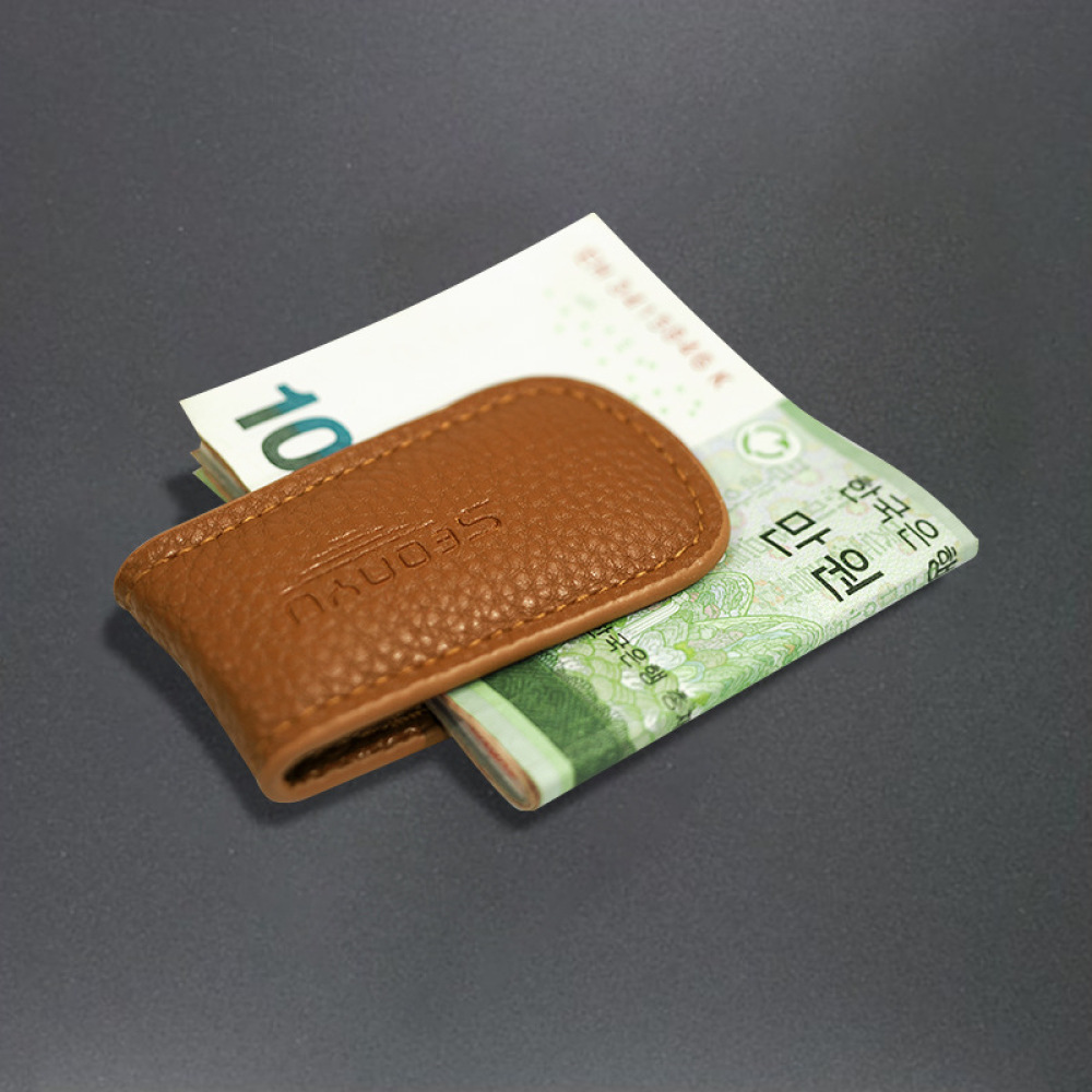 Money Clip Magnetic - 고급 소가죽 자석 지갑 미니멀리스트 머니