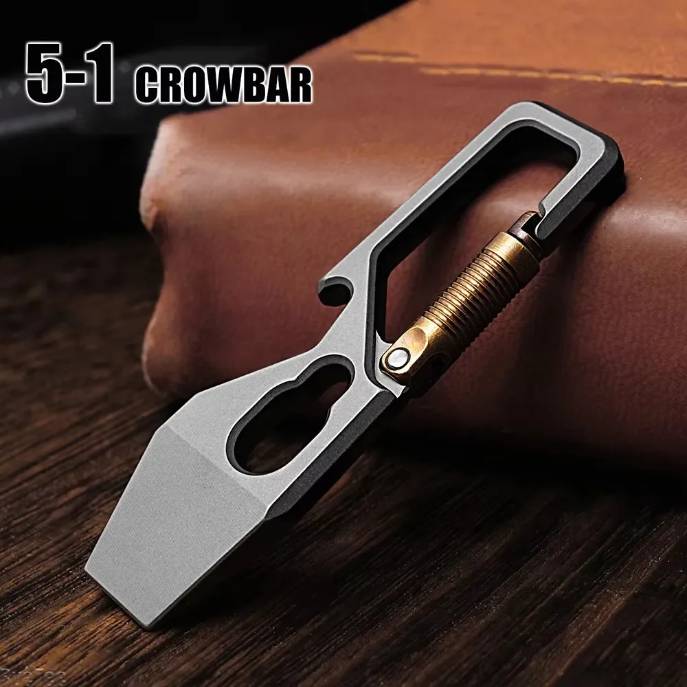 Titanium Pry Bar - 6cm 5-1 다기능 키 체인 프라이