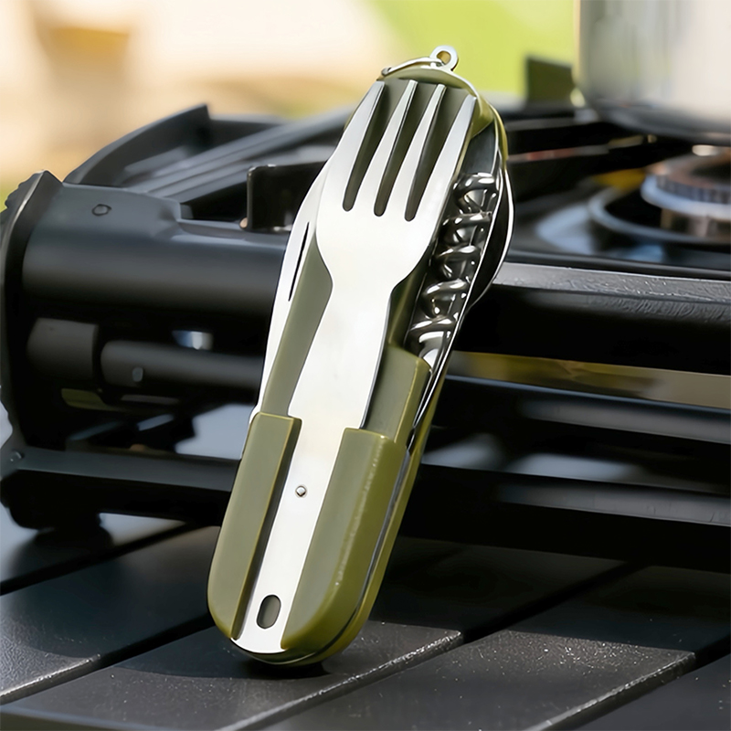 새로운 스테인레스 스틸 7in1 캠핑 식기 세트 - 피 - Pocket Knife Ceramic 리뷰 및 가격